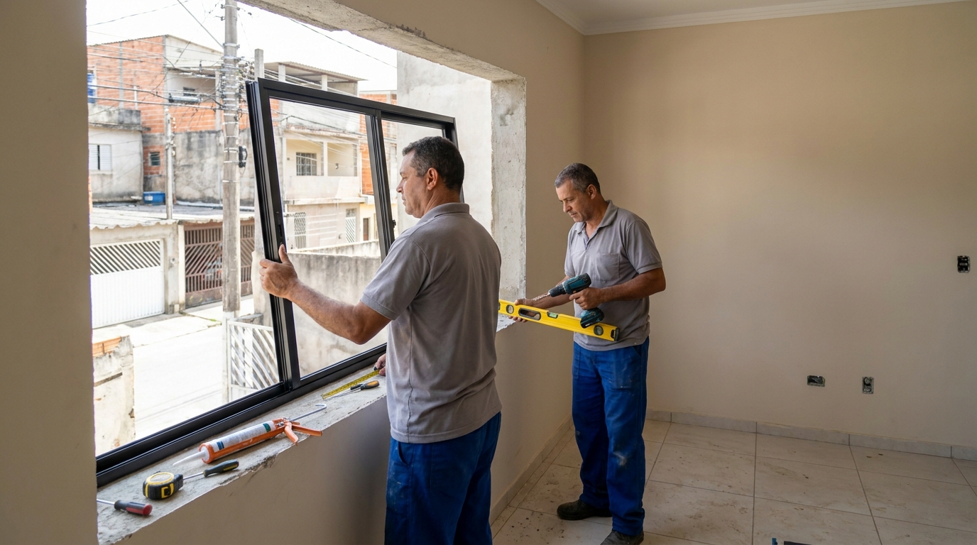 Esquadria de alumínio com vista para rua em Joinville-SC